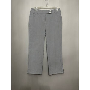 Jones New York Sport Womens Straight Leg Pants Gray Stripe Flat Front Pockets 6